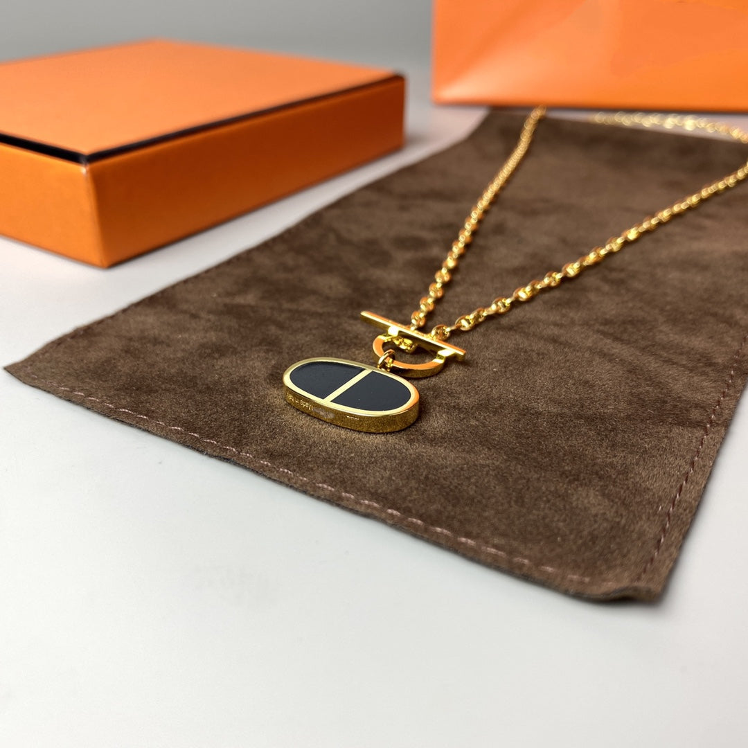 [⭐Shinejoy]CHAINE VERSO BLACK CERAMIC NECKLACE