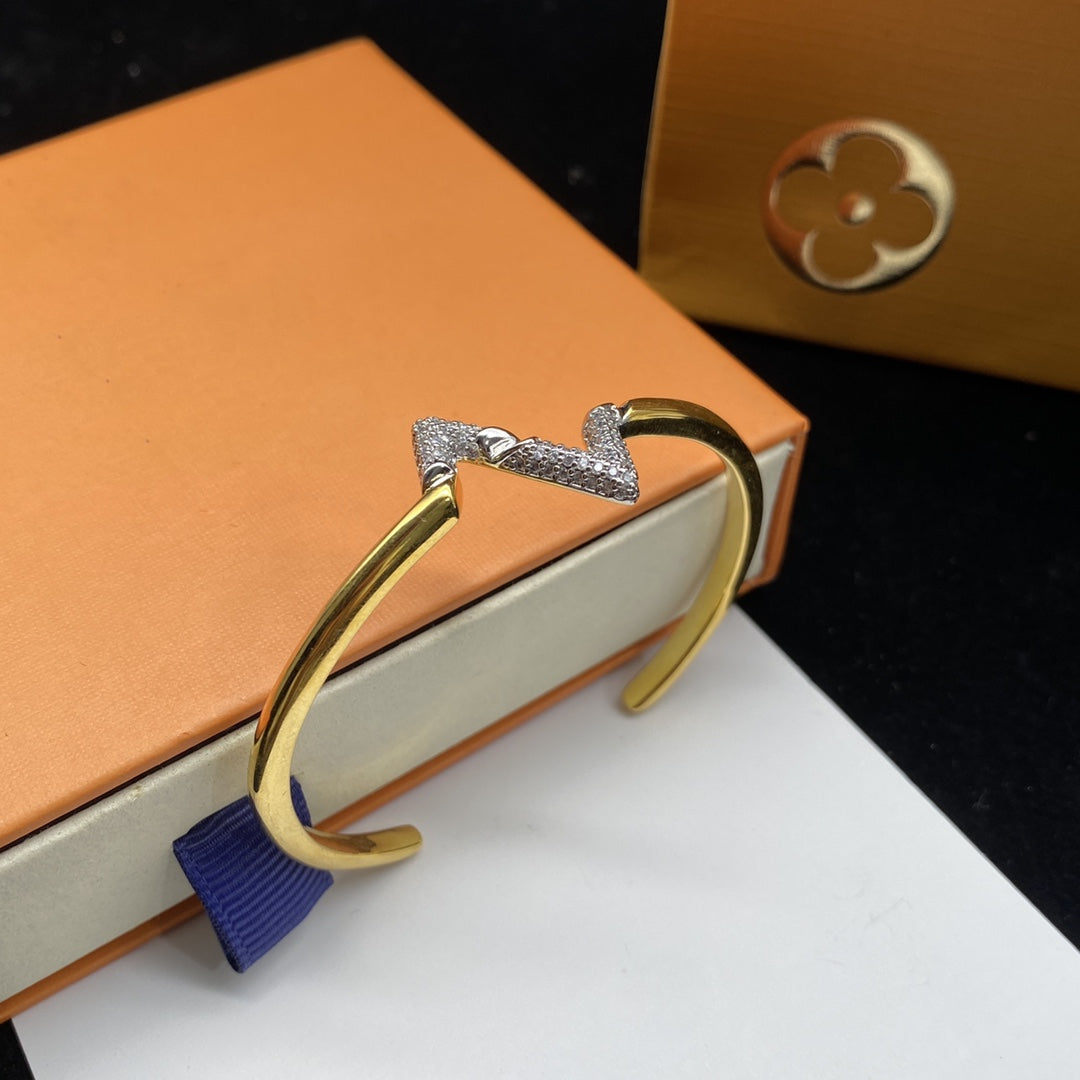 [⭐Shinejoy]VOLTE UPSITE DOWN DIAMOND GOLD OPEN BRACELET