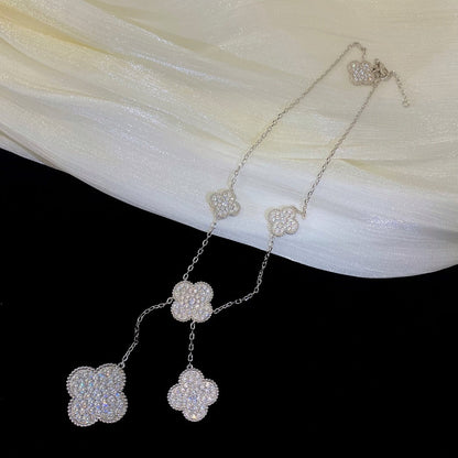 [⭐Shinejoy]CLOVER 5 MOTIFS SILVER DIAMONDS NECKLACE