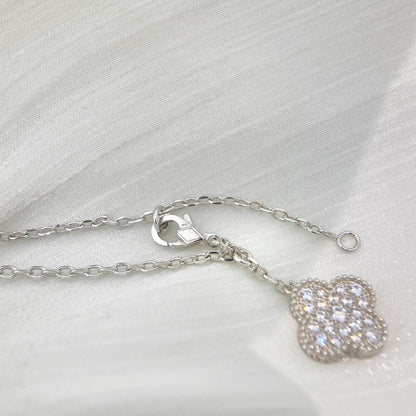[⭐Shinejoy]CLOVER 5 MOTIFS SILVER DIAMONDS NECKLACE