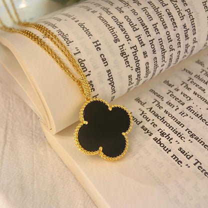 [⭐Shinejoy]CLOVER 25MM NECKLACE GOLD ONYX
