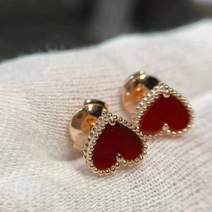 [⭐Shinejoy]HEART CARNELIAN STUD EARRINGS
