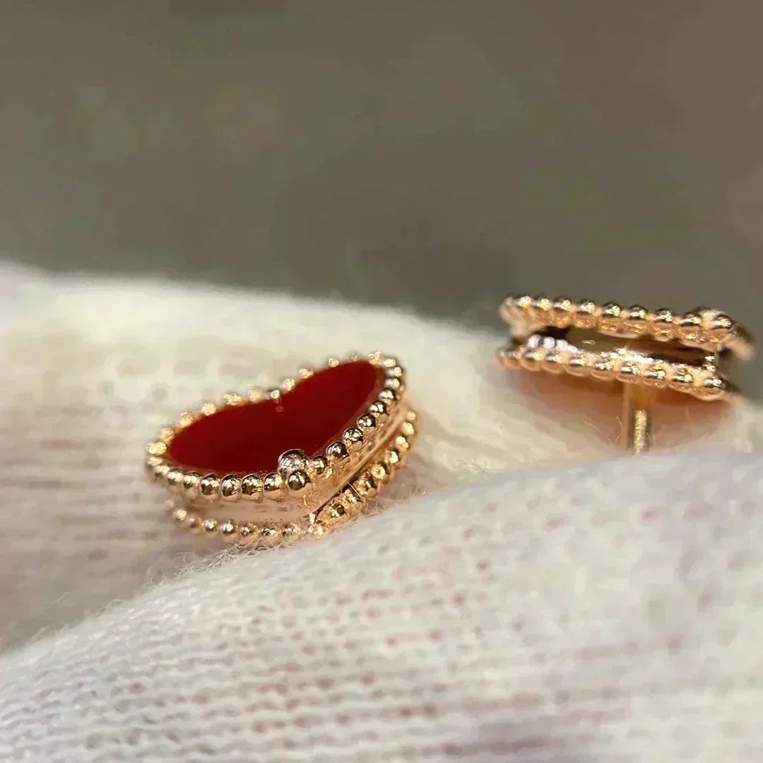 [⭐Shinejoy]HEART CARNELIAN STUD EARRINGS