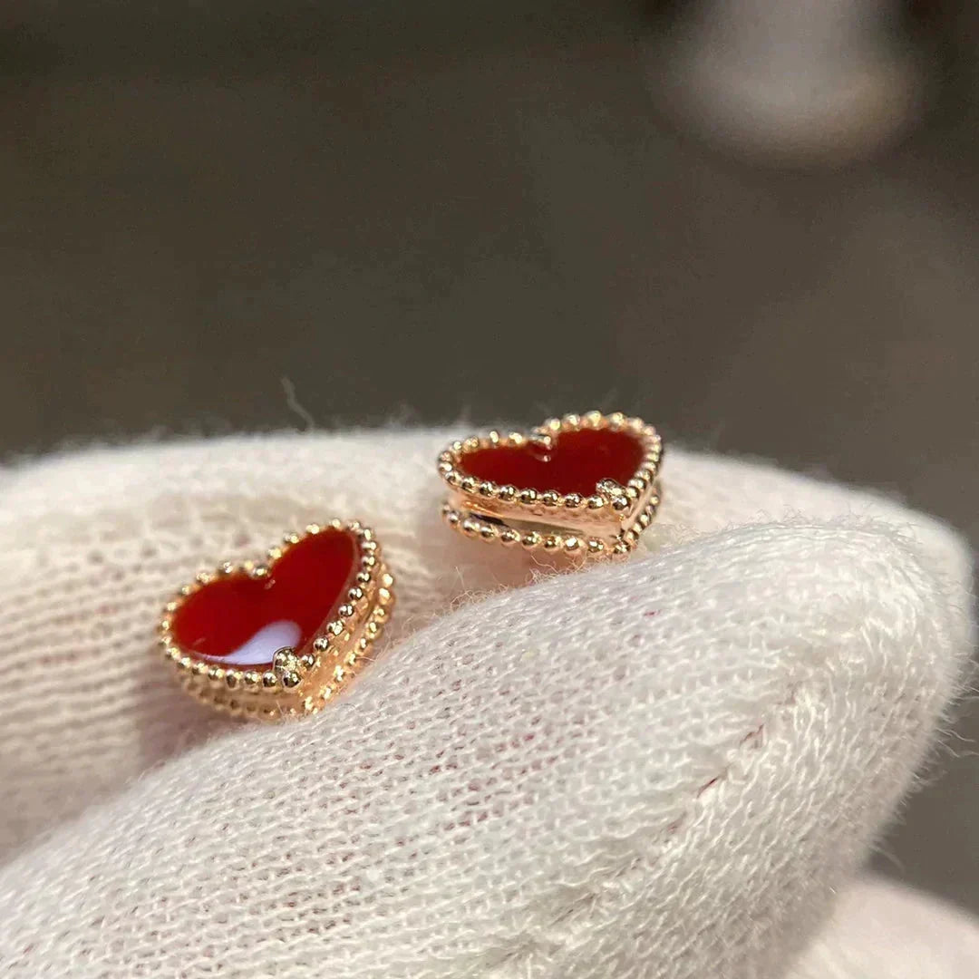 [⭐Shinejoy]HEART CARNELIAN STUD EARRINGS