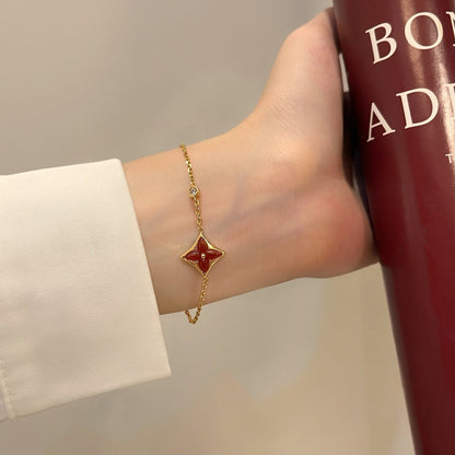 [⭐Shinejoy]COLOR STAR CARNELIAN PINK GOLD DIAMOND BRACELET