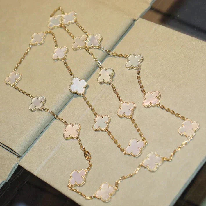 [⭐Shinejoy]CLOVER 20 MOTIFS WHITE MOP NECKLACE