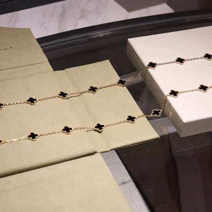 [⭐Shinejoy]CLOVER 20 MOTIFS ONYX NECKLACE