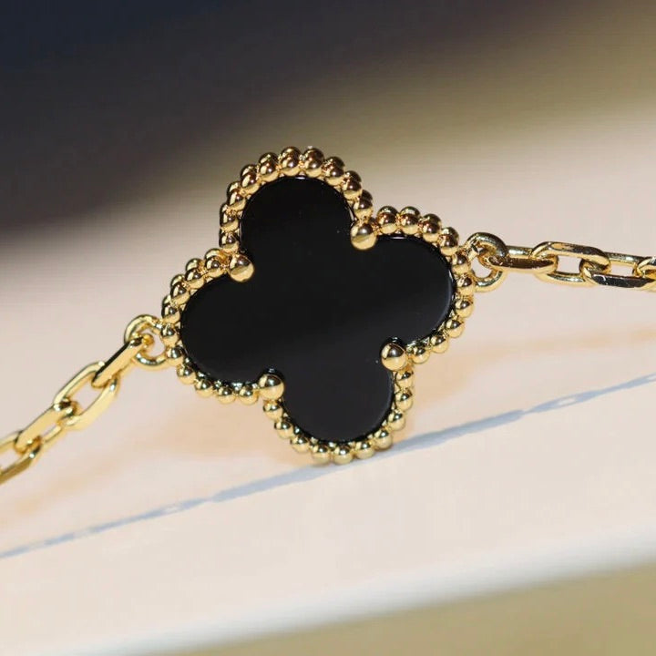 [⭐Shinejoy]CLOVER 20 MOTIFS ONYX NECKLACE