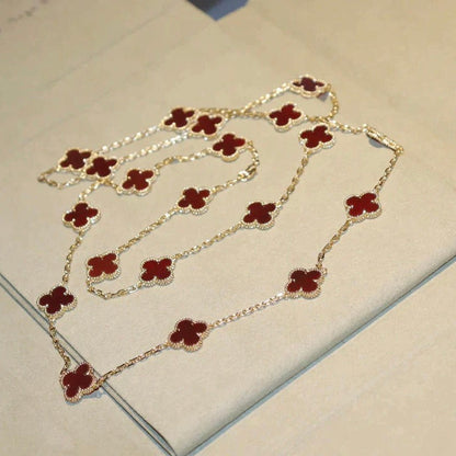 [⭐Shinejoy]CLOVER 20 MOTIFS CARNELIAN NECKLACE