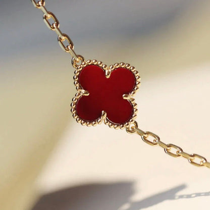 [⭐Shinejoy]CLOVER 20 MOTIFS CARNELIAN NECKLACE