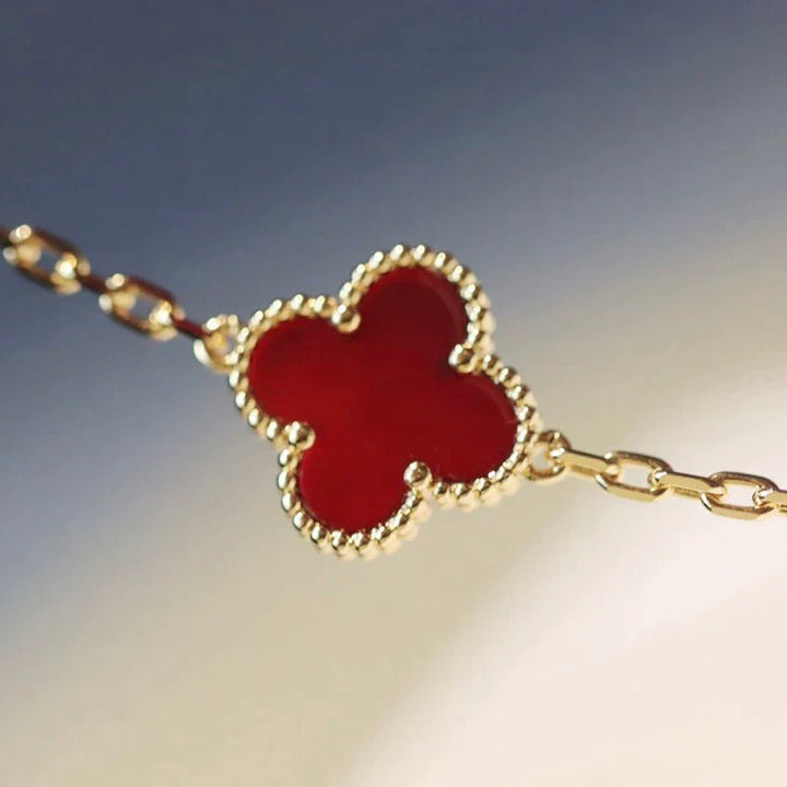 [⭐Shinejoy]CLOVER 20 MOTIFS CARNELIAN NECKLACE