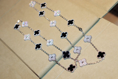 [⭐Shinejoy]CLOVER 20 MOTIFS ONYX DIAMOND SILVER