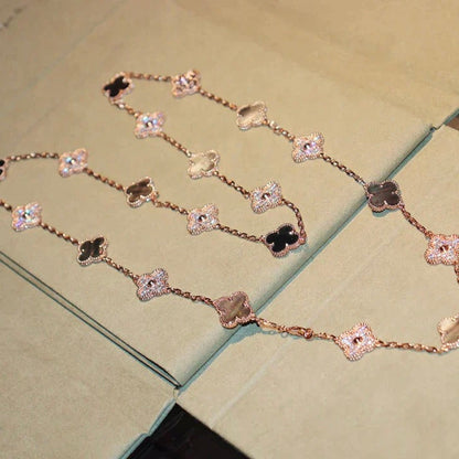 [⭐Shinejoy]CLOVER 20 MOTIFS DARK MOP DIAMOND  NECKLACE