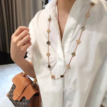 [⭐Shinejoy]CLOVER 20 MOTIFS DARK MOP DIAMOND  NECKLACE