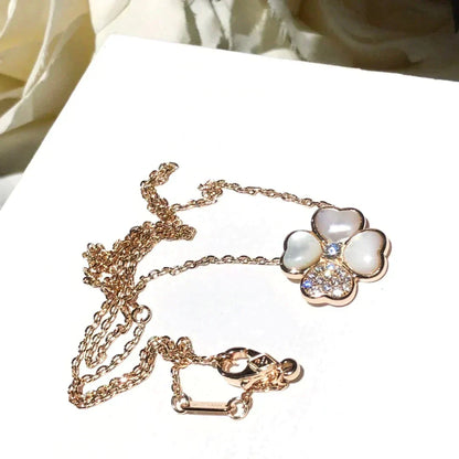[⭐Shinejoy]CLOVER MOP DIAMOND ROSE GOLD NECKLACE
