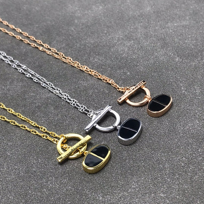 [⭐Shinejoy]CHAINE VERSO BLACK CERAMIC  NECKLACE