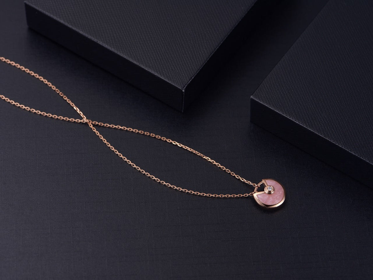 [⭐Shinejoy]AMULETTE ROSE GOLD PINK MOP NECKLACE