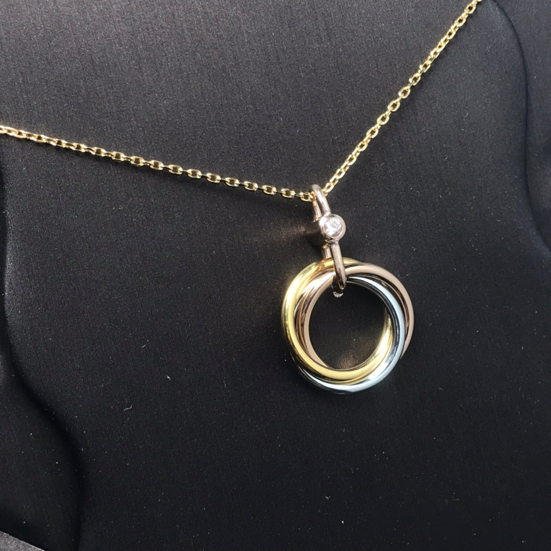 [⭐Shinejoy]TRINITY SILVER GOLD PINK GOLD NECKLACE