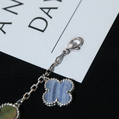 [⭐Shinejoy]CLOVER BRACELET 5 MOTIFS MOP CHALCEDONY SILVER