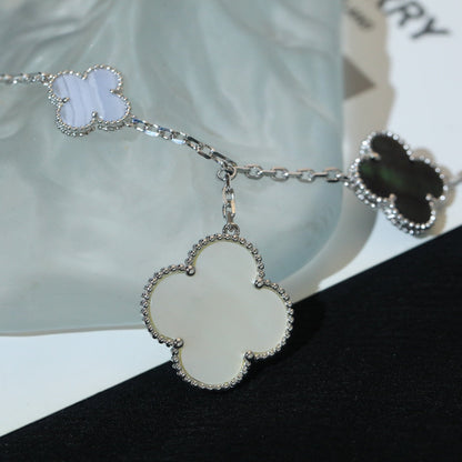 [⭐Shinejoy]CLOVER BRACELET 5 MOTIFS MOP CHALCEDONY SILVER