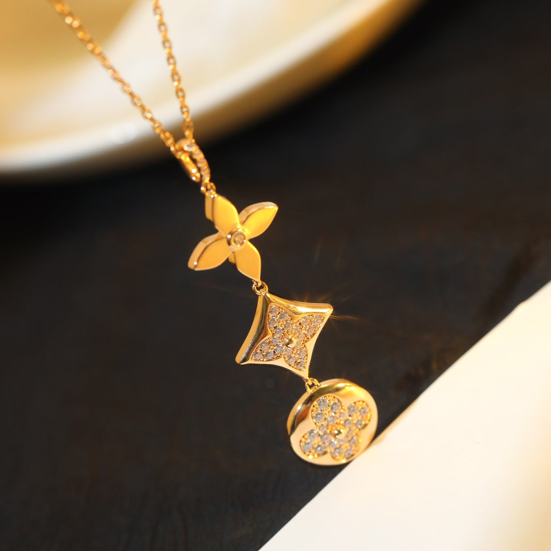 [⭐Shinejoy]STAR AND SUN DIAMOND PINK GOLD NECKLACE