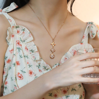 [⭐Shinejoy]STAR AND SUN DIAMOND PINK GOLD NECKLACE