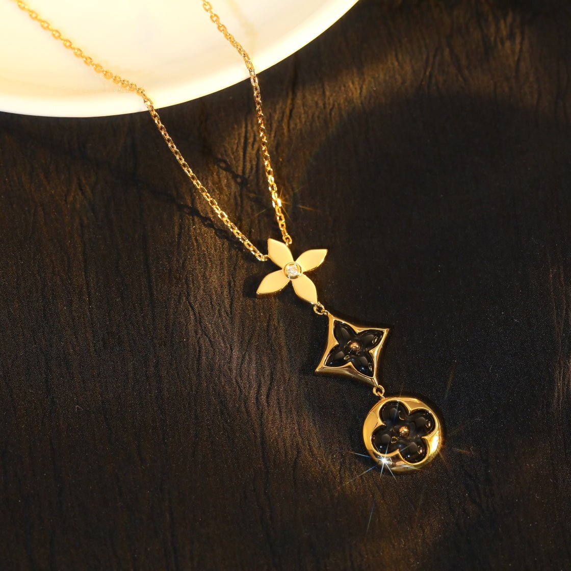 [⭐Shinejoy]STAR AND SUN ONYX PINK GOLD NECKLACE
