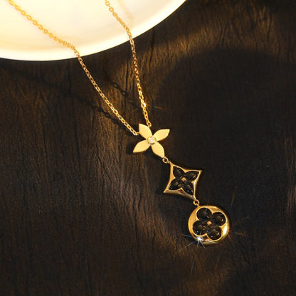 [⭐Shinejoy]STAR AND SUN ONYX PINK GOLD NECKLACE