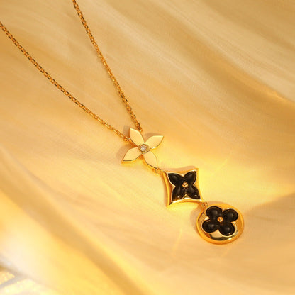 [⭐Shinejoy]STAR AND SUN ONYX PINK GOLD NECKLACE
