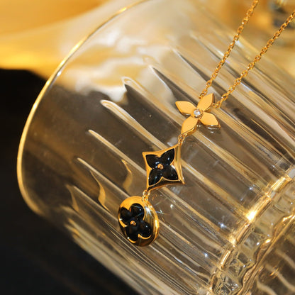 [⭐Shinejoy]STAR AND SUN ONYX PINK GOLD NECKLACE