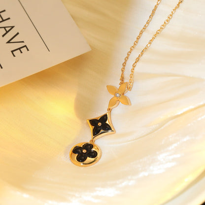 [⭐Shinejoy]STAR AND SUN ONYX PINK GOLD NECKLACE