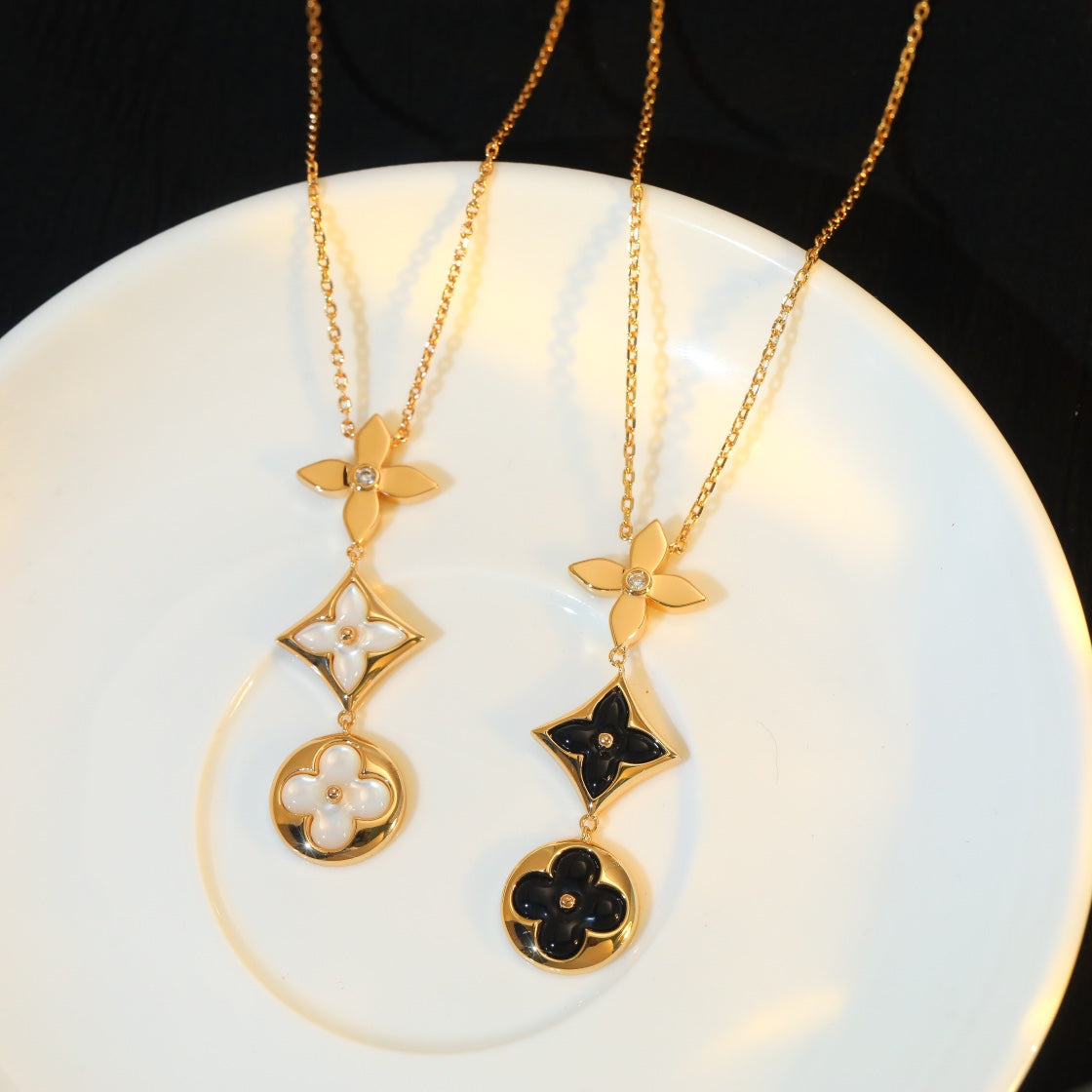 [⭐Shinejoy]STAR AND SUN ONYX PINK GOLD NECKLACE