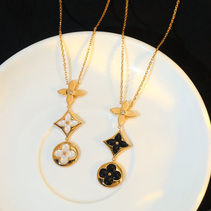 [⭐Shinejoy]STAR AND SUN ONYX PINK GOLD NECKLACE