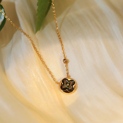 [⭐Shinejoy]SUN PEDANT PINK GOLD 1 DIAMOND NECKLACE