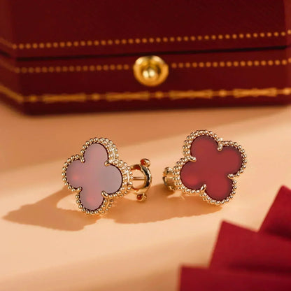 [⭐Shinejoy]CLOVER MEDIUM 1 MOTIFS CARNELIAN  EARRINGS