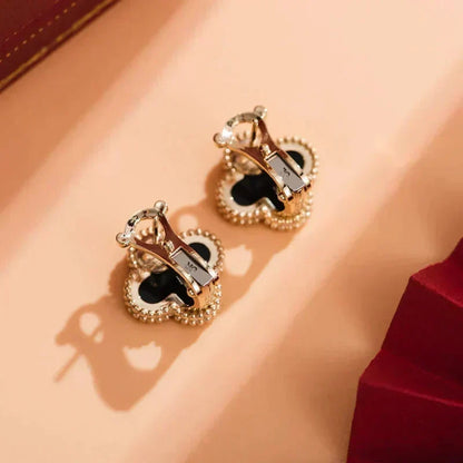 [⭐Shinejoy]CLOVER MEDIUM 1 MOTIFS  ONYX STUD EARRINGS