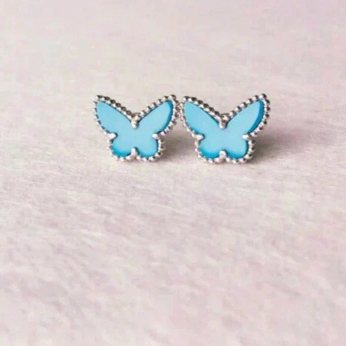 [⭐Shinejoy]BUTTERFLY TURQUOISE EARRINGS SILVER