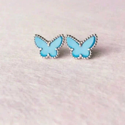 [⭐Shinejoy]BUTTERFLY TURQUOISE EARRINGS SILVER