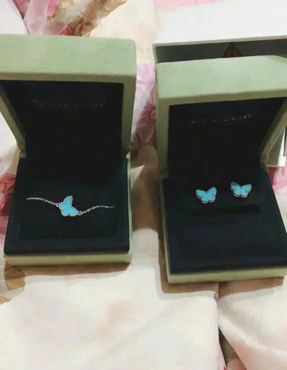 [⭐Shinejoy]BUTTERFLY TURQUOISE EARRINGS SILVER