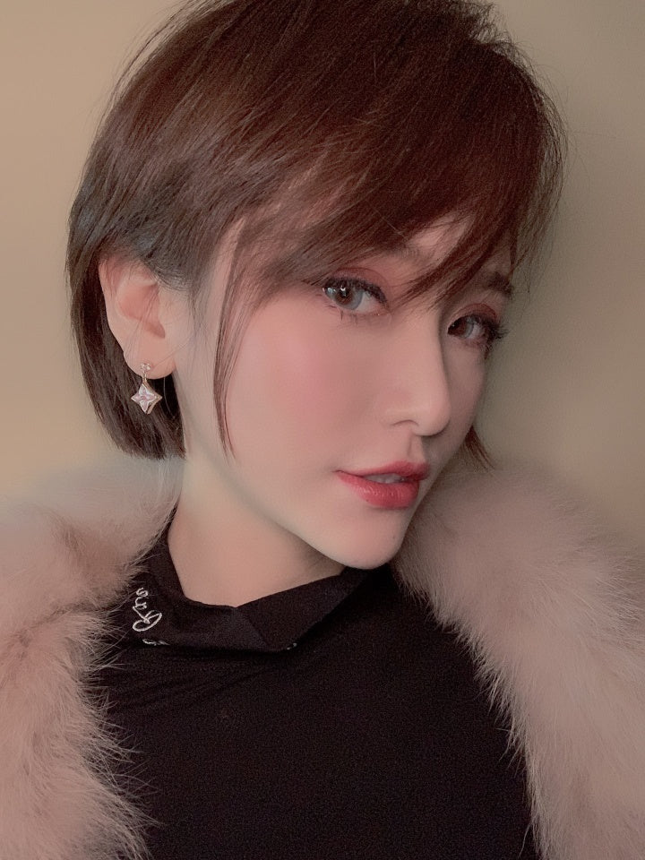 [⭐Shinejoy]DOUBLE STAR PINK GOLD MOP DROP EARRINGS