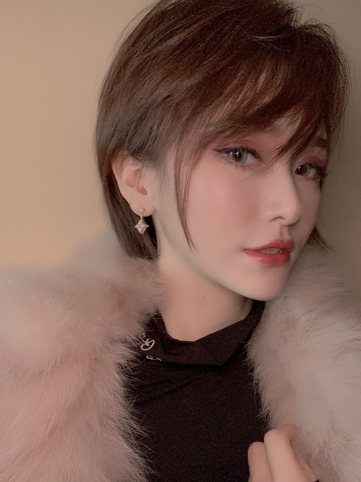 [⭐Shinejoy]DOUBLE STAR PINK GOLD MOP DROP EARRINGS