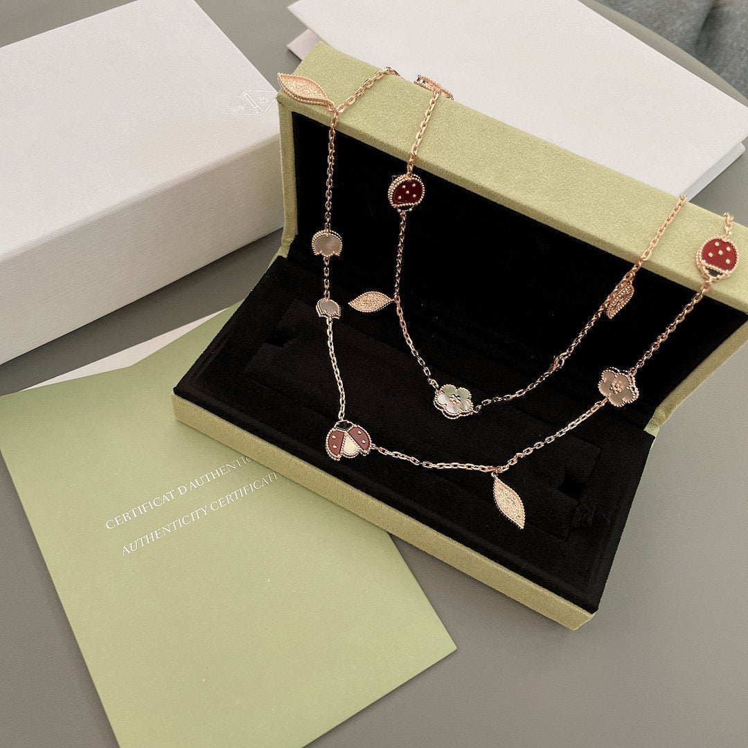 [⭐Shinejoy]LUCKY SPRING 15 MOTIFS ROSE GOLD NECKLACE