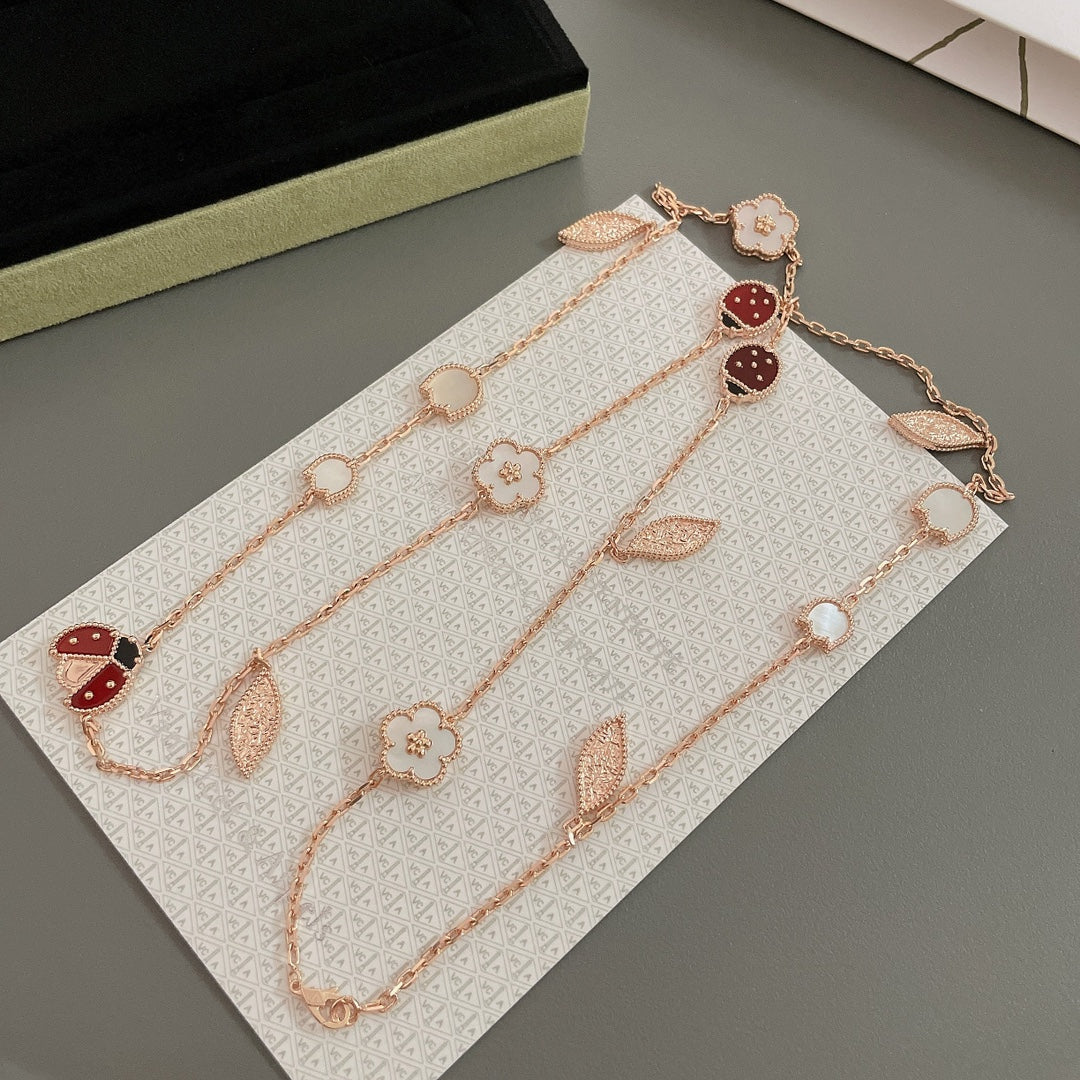 [⭐Shinejoy]LUCKY SPRING 15 MOTIFS ROSE GOLD NECKLACE