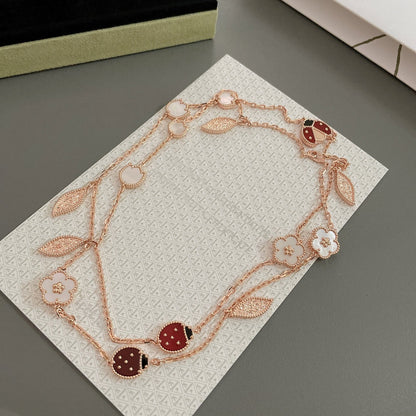 [⭐Shinejoy]LUCKY SPRING 15 MOTIFS ROSE GOLD NECKLACE