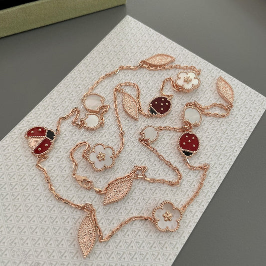 [⭐Shinejoy]LUCKY SPRING 15 MOTIFS ROSE GOLD NECKLACE