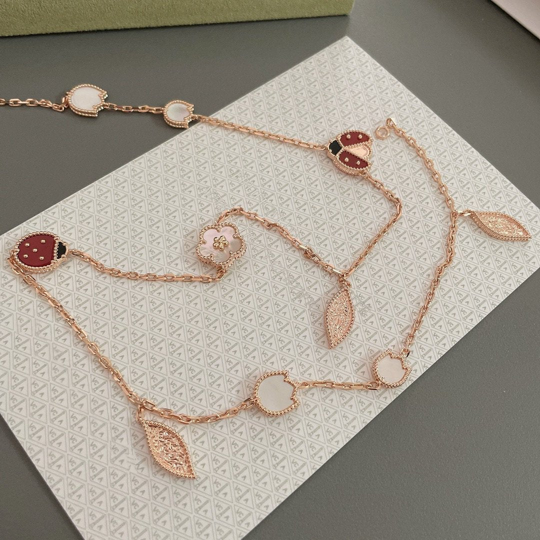 [⭐Shinejoy]LUCKY SPRING 15 MOTIFS ROSE GOLD NECKLACE
