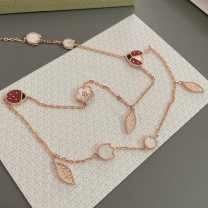 [⭐Shinejoy]LUCKY SPRING 15 MOTIFS ROSE GOLD NECKLACE