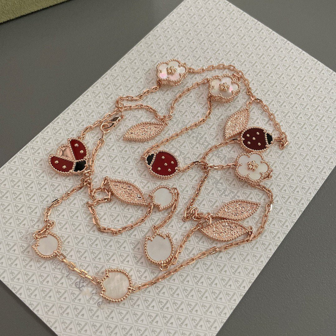 [⭐Shinejoy]LUCKY SPRING 15 MOTIFS ROSE GOLD NECKLACE