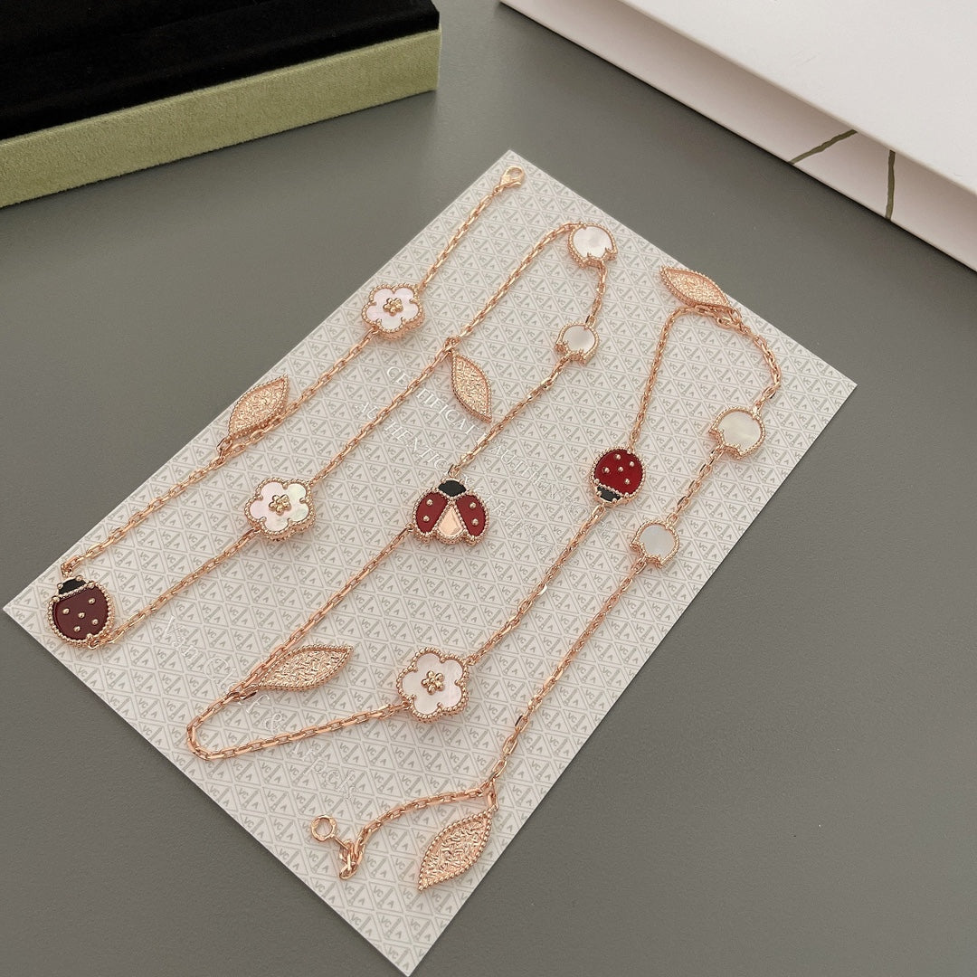 [⭐Shinejoy]LUCKY SPRING 15 MOTIFS ROSE GOLD NECKLACE