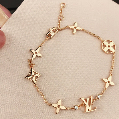 [⭐Shinejoy]STAR AND SUN 7 MOTIFS GOLD BRACELET
